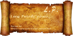 Leng Petróniusz névjegykártya